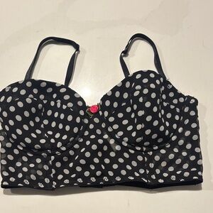 Vintage Y2K Forever 21 bustier navy with polka dots
